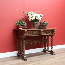Load image into Gallery viewer, x SOLD Antique French Hall Table, French Oak and Brass Handles Two Drawer Hall Table B11123