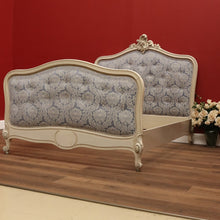Load image into Gallery viewer, x SOLD Antique French Painted Double Bed, Padded Buttoned Headboard and Foot Bed B10764