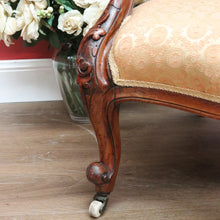 Load image into Gallery viewer, x SOLD Antique English Grandfather Chair, Walnut and Fabric Button Backed Armchair Seat B10991