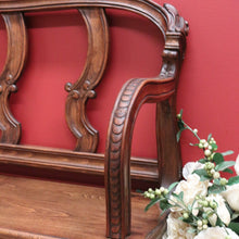 Load image into Gallery viewer, x SOLD Antique French Oak Hall Seat, Entry Slat Back Chair Bench Seat Chair Settle B10654