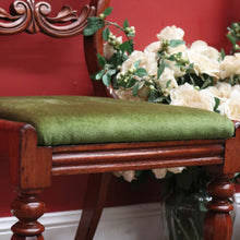Load image into Gallery viewer, x SOLD Set of Two Antique English Hall Chairs, or Dining, Kitchen Chairs. Green Velvet Chairs B11097