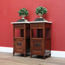 Load image into Gallery viewer, x SOLD Antique Bedside Tables, French Oak and Marble Lamp Table, Side Tables, Bedsides B10880