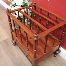 Load image into Gallery viewer, Antique English Music Canterbury , Magazine Holder, with Drawer to Base, Brass B11234