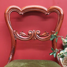 Load image into Gallery viewer, x SOLD Set of Two Antique English Hall Chairs, or Dining, Kitchen Chairs. Green Velvet Chairs B11097