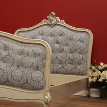 Load image into Gallery viewer, x SOLD Antique French Painted Double Bed, Padded Buttoned Headboard and Foot Bed B10764