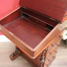 Load image into Gallery viewer, x SOLD Antique English Davenport Desk Walnut and Leather Four Drawer Writing Slope Desk. B11276