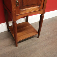 Load image into Gallery viewer, x SOLD Antique Bedside Table, French Oak and Marble Lamp Table with Tunbridge Ware B10451