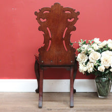 Load image into Gallery viewer, x SOLD Antique English Mahogany Hall Chair, Church, Foyer Chair with Carved Back B10720