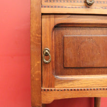 Load image into Gallery viewer, x SOLD Antique Bedside Table, French Oak and Marble Lamp Table with Tunbridge Ware B10451