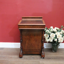 Load image into Gallery viewer, x SOLD Antique English Davenport Desk Walnut and Leather Four Drawer Writing Slope Desk. B11276