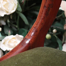 Load image into Gallery viewer, x SOLD Set of Two Antique English Hall Chairs, or Dining, Kitchen Chairs. Green Velvet Chairs B11097