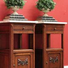 Load image into Gallery viewer, x SOLD Antique Bedside Tables, French Oak and Marble Lamp Table, Side Tables, Bedsides B10880