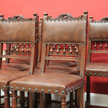 Load image into Gallery viewer, x SOLD Set of 8 Antique French Dining Chairs, Kitchen Chairs with Brass Studs to Seats. B10281