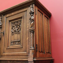 Load image into Gallery viewer, x SOLD Antique Belgium Gothic Sideboard, Sacrament Cabinet, 3 Door Drawer Church Chest B10862