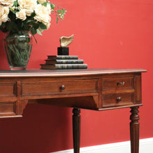 Load image into Gallery viewer, x SOLD Antique French Oak and Leather Office Desk, 4 Drawer Office Desk with Turned Leg B10722