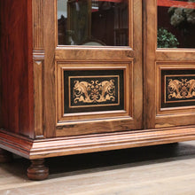 Load image into Gallery viewer, x SOLD Antique Italian Bookcase, Two Door Glass and Rosewood China Cabinet Display Case. B11280