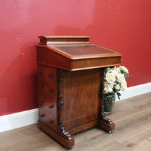 Load image into Gallery viewer, x SOLD Antique English Davenport Desk Walnut and Leather Four Drawer Writing Slope Desk. B11276