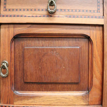 Load image into Gallery viewer, x SOLD Antique Bedside Table, French Oak and Marble Lamp Table with Tunbridge Ware B10451