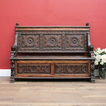 Load image into Gallery viewer, x SOLD Antique French Oak Hall Settle, Hall Chair with Lift Lid Blanket Box, Hall Seat B10728