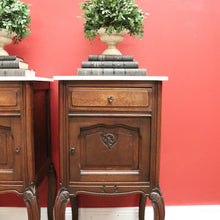 Load image into Gallery viewer, x SOLD Pair of Antique French Oak Bedside Cabinets, Lamp Tables with Tier Storage Base B10566