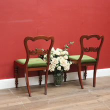 Load image into Gallery viewer, x SOLD Set of Two Antique English Hall Chairs, or Dining, Kitchen Chairs. Green Velvet Chairs B11097