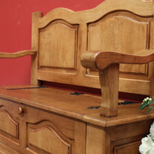 Load image into Gallery viewer, x SOLD Vintage French Hall Seat, Lift lid Shoe Box, Hall Seat Armchair, Chair Storage B10586