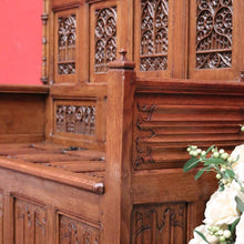Load image into Gallery viewer, x SOLD Antique French Hall Seat, French Carved Oak Blanket Box, Seat Chair Bench Settle. B10527
