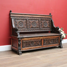 Load image into Gallery viewer, x SOLD Antique French Oak Hall Settle, Hall Chair with Lift Lid Blanket Box, Hall Seat B10728