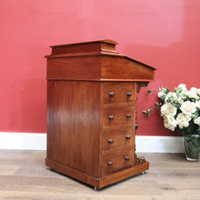 Load image into Gallery viewer, x SOLD Antique English Davenport Desk Walnut and Leather Four Drawer Writing Slope Desk. B11276