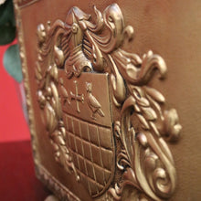 Load image into Gallery viewer, x SOLD Antique French Brass Ipad Magazine Holder, French Coat of Arms Kindling Basket. B10334
