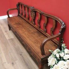 Load image into Gallery viewer, x SOLD Antique French Oak Hall Seat, Entry Slat Back Chair Bench Seat Chair Settle B10654