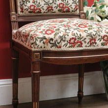 Load image into Gallery viewer, x SOLD Antique French Chair, Hall bedroom Chair, Walnut & Gilt Frame Rust Amber Flowers B11189