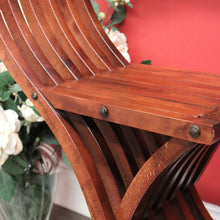 Load image into Gallery viewer, x SOLD Vintage French X Frame Hall Chair, Carved Savonarola Cross Frame Office Chair. B10271