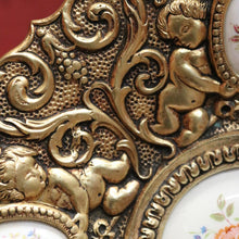 Load image into Gallery viewer, x SOLD Antique Italian Brass and Porcelain Display Plate with Cupids and Floral Detail. B11292
