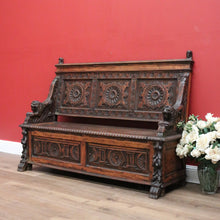 Load image into Gallery viewer, x SOLD Antique French Oak Hall Settle, Hall Chair with Lift Lid Blanket Box, Hall Seat B10728