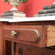 Load image into Gallery viewer, x SOLD Antique French Bedside Cabinets, Oak and Marble Bedside Tables, Lamp Side Tables B10551