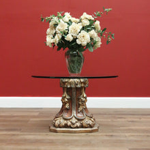 Load image into Gallery viewer, Vintage Italian Gilt Base Florentine Style Pedestal Coffee Table with Glass Top. B10107