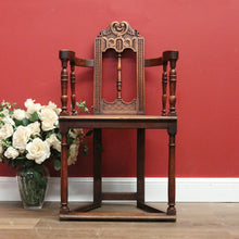 Load image into Gallery viewer, Antique French Arm Chair, Gothic Church Chair in Walnut, Religious Library Chair B10849