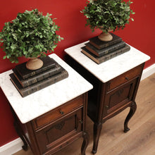 Load image into Gallery viewer, x SOLD Pair of Antique French Oak Bedside Cabinets, Lamp Tables with Tier Storage Base B10566