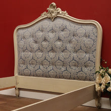 Load image into Gallery viewer, x SOLD Antique French Painted Double Bed, Padded Buttoned Headboard and Foot Bed B10764