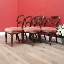 Load image into Gallery viewer, x SOLD Six Antique Dining Chairs, Antique English Mahogany and Velvet Kitchen Chairs B11098