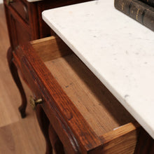 Load image into Gallery viewer, x SOLD Antique French Bedside Cabinets, Oak and Marble Bedside Tables, Lamp Side Tables B10551