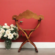 Load image into Gallery viewer, x SOLD Vintage French X Frame Hall Chair, Carved Savonarola Cross Frame Office Chair. B10271