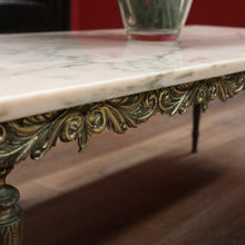 Load image into Gallery viewer, x SOLD Vintage Italian Gilt Brass and Marble Coffee Table with Floral Detail to the apron B11205