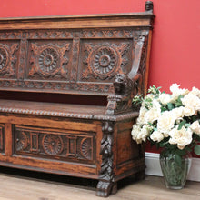 Load image into Gallery viewer, x SOLD Antique French Oak Hall Settle, Hall Chair with Lift Lid Blanket Box, Hall Seat B10728