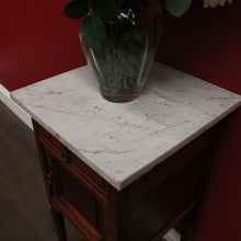 Load image into Gallery viewer, x SOLD Antique Bedside Table, French Oak and Marble Lamp Table with Tunbridge Ware B10451