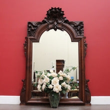 Load image into Gallery viewer, Antique French Oak Mirror, Overmantle Mirror, Bevelled Edge Hall Mirror B10086