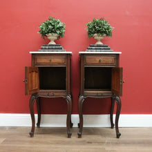 Load image into Gallery viewer, x SOLD Pair of Antique French Oak Bedside Cabinets, Lamp Tables with Tier Storage Base B10566