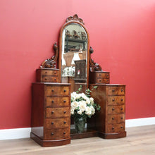 Load image into Gallery viewer, x SOLD Antique English Dressing Table Burr Walnut Cheval Mirror, Drawers Dressing Table B10742