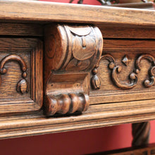 Load image into Gallery viewer, x SOLD Antique French Hall Table, French Oak and Brass Handles Two Drawer Hall Table B11123